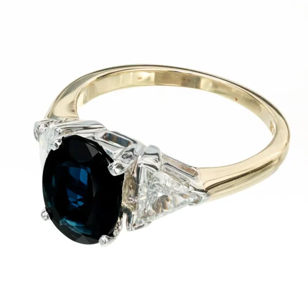 GIA 2.53 Carat Royal Blue Sapphire Diamond Yellow White Gold Engagement Ring - Image 2