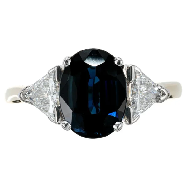 GIA 2.53 Carat Royal Blue Sapphire Diamond Yellow White Gold Engagement Ring - Image 3