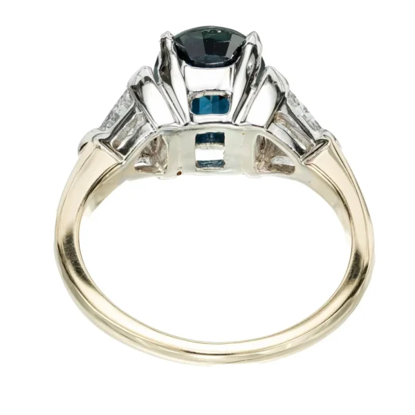 GIA 2.53 Carat Royal Blue Sapphire Diamond Yellow White Gold Engagement Ring - Image 5