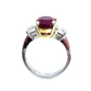 GIA Certified 4.00 Carat Pigeons Blood Burmese Ruby and Diamond 3-Stone Ring - Image 3