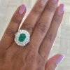 GIA Certified Emerald Diamond 18K White Gold Art-Deco Inspired Cocktail Ring - Image 5
