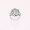 GIA Certified Emerald Diamond 18K White Gold Art-Deco Inspired Cocktail Ring - Image 4