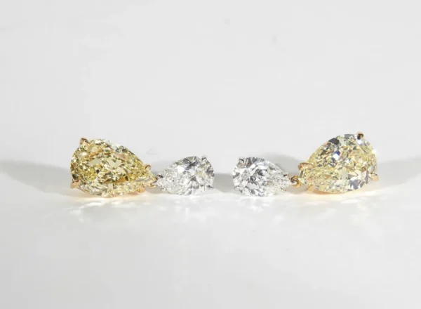 GIA Yellow and White Diamond Earrings - Image 7
