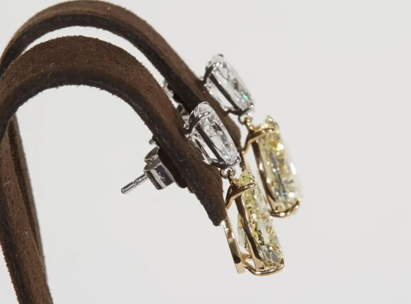 GIA Yellow and White Diamond Earrings - Image 5