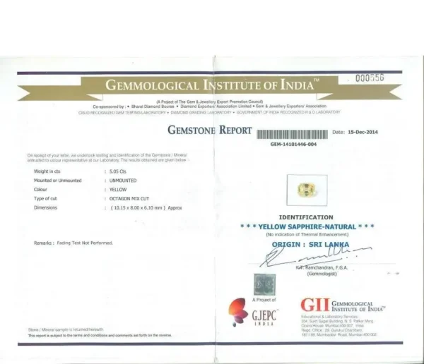 5.05 Carat Asscher Cut Yellow Sapphire and Cadillac Diamond Ring GII Certified - Image 3