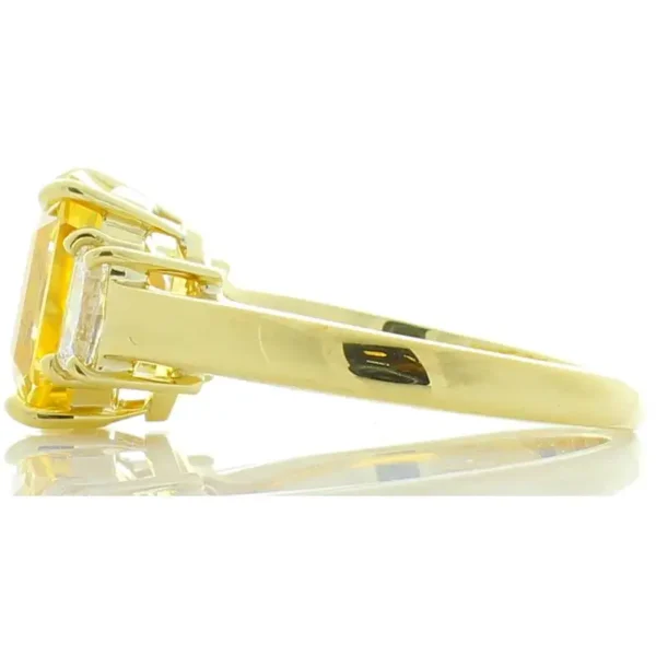 5.05 Carat Asscher Cut Yellow Sapphire and Cadillac Diamond Ring GII Certified - Image 4