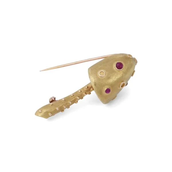 Gold and Ruby Mushroom Pin Tiffany & Co. - Image 3