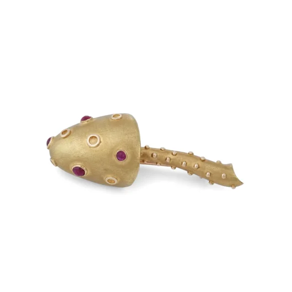 Gold and Ruby Mushroom Pin Tiffany & Co. - Image 2
