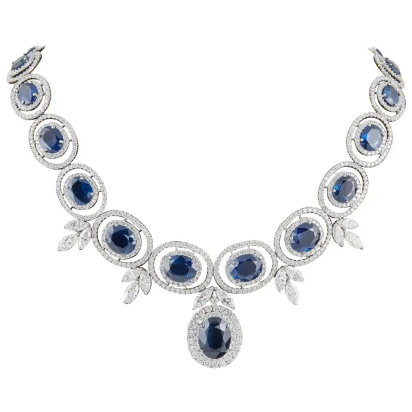 Grand Sapphire Diamond white gold Necklace - Image 2