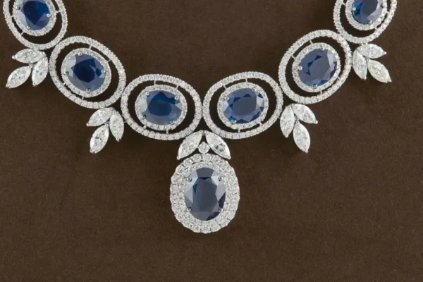 Grand Sapphire Diamond white gold Necklace - Image 4