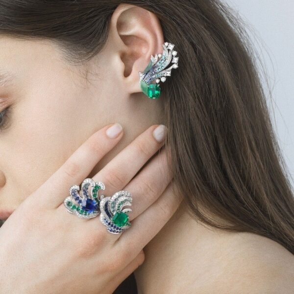 Buy Chaumet Gulfstream Rings - White gold, sapphires, emeralds, diamonds - Image 3
