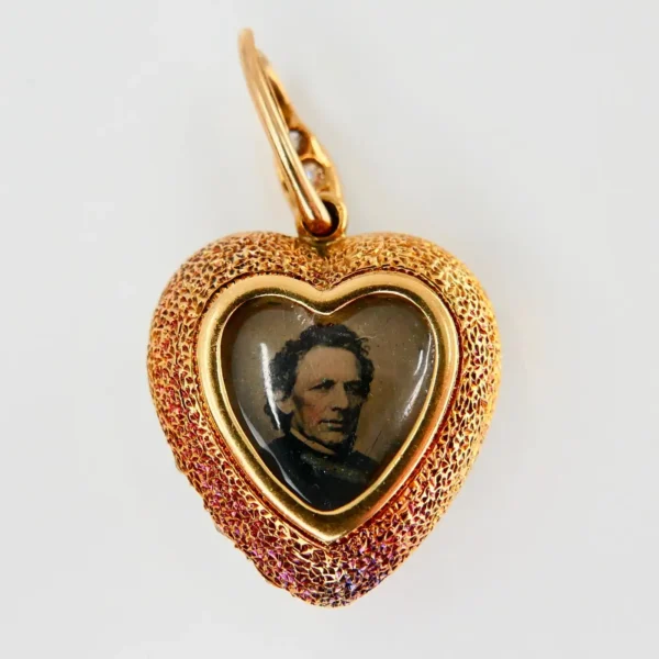 Important Old Mine Cut Heart Locket Pendant and Diamond Necklace, Certified - Image 7