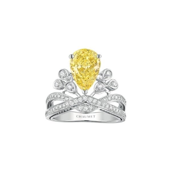 Joséphine Aigrette Impériale 2cts solitaire - Platinum, yellow diamond, diamonds