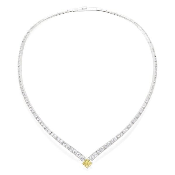 Joséphine Éclat Floral yellow diamond necklace - White gold, yellow diamond, diamonds - Image 2
