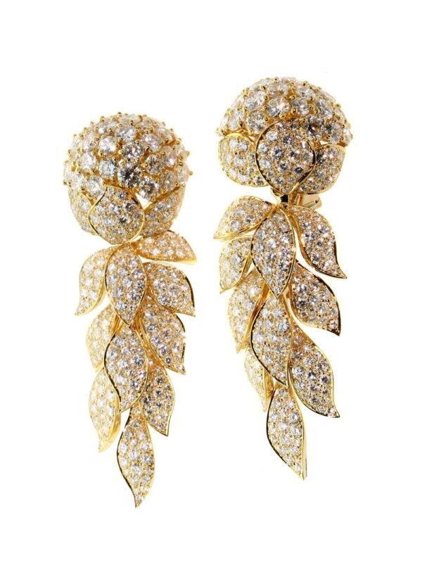 Magnificent Cartier Diamond Gold Earrings - Image 2