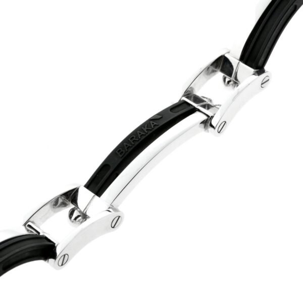 Mens Baraka 18k White Gold and Rubber Bracelet BR21087 - Image 2
