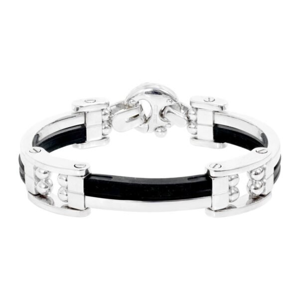 Mens Baraka 18k White Gold and Rubber Bracelet BR21087