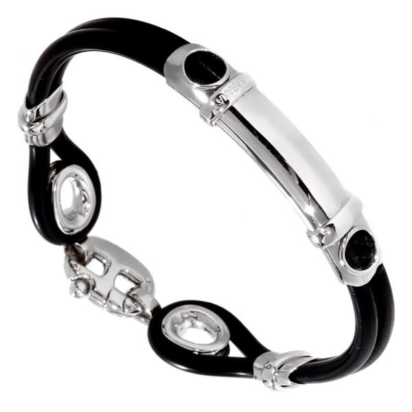 Mens Baraka White Gold Rubber Bracelet