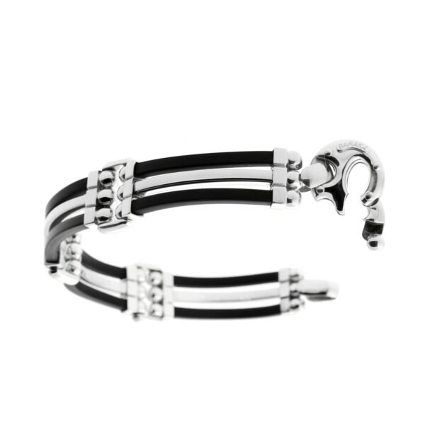 Mens Baraka White Gold and Rubber Bracelet - Image 2