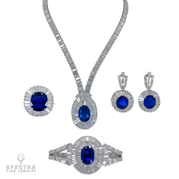 Mouawad Contemporary Sapphire Diamond Halo Demi Parure Suite - Image 13