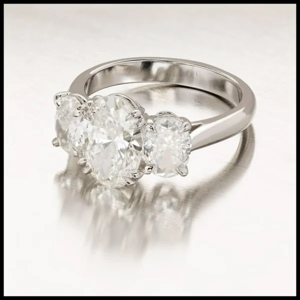 Peter Suchy 2.01 Carat Oval Diamond Platinum Three-Stone Engagement Ring - Image 8
