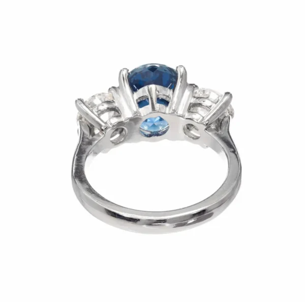 Peter Suchy 5.77 Carat Sapphire Diamond Three-Stone Platinum Engagement Ring - Image 5