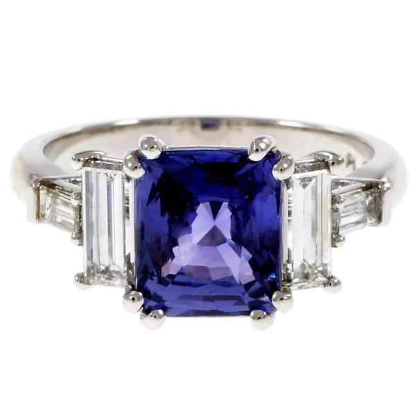 Peter Suchy Violet Natural Sapphire Platinum Engagement Ring