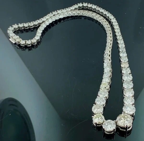 Platinum 32.10 Carat Total Diamond Riviera Necklace - Image 5