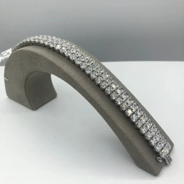Roman Malakov 44.30 Carat Total Cushion Cut Diamond Three-Row Tennis Bracelet - Image 8