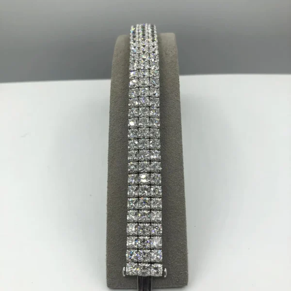 Roman Malakov 44.30 Carat Total Cushion Cut Diamond Three-Row Tennis Bracelet - Image 7