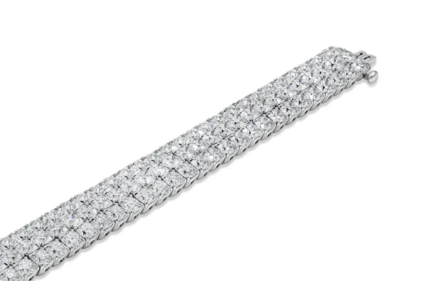 Roman Malakov 44.30 Carat Total Cushion Cut Diamond Three-Row Tennis Bracelet - Image 5