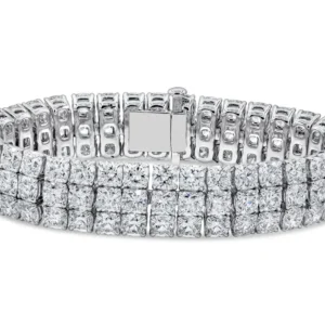 Roman Malakov 44.30 Carat Total Cushion Cut Diamond Three-Row Tennis Bracelet