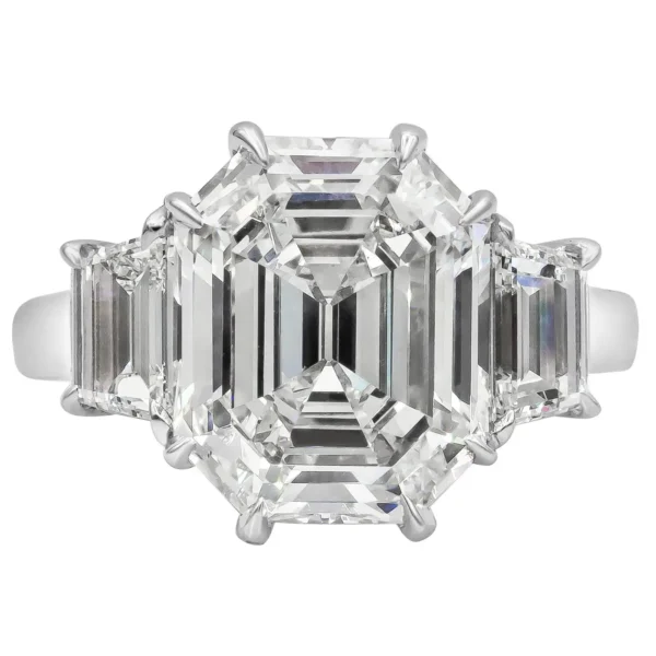 Roman Malakov 6.08 Carat Step Cut Diamond Three-Stone Engagement Ring - Image 2