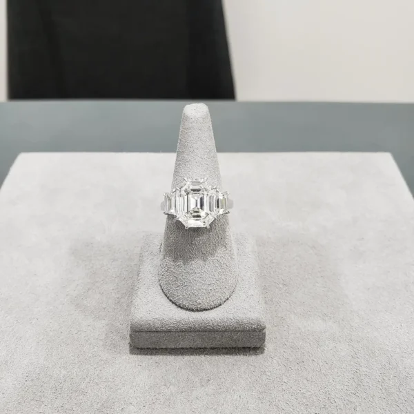 Roman Malakov 6.08 Carat Step Cut Diamond Three-Stone Engagement Ring - Image 3