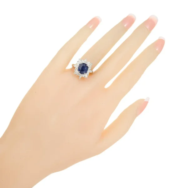 Sapphire Diamond Halo Platinum Engagement Ring GIA Certified 3.93 Carat - Image 9