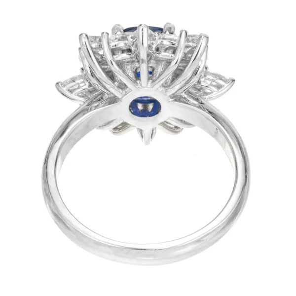 Sapphire Diamond Halo Platinum Engagement Ring GIA Certified 3.93 Carat - Image 7