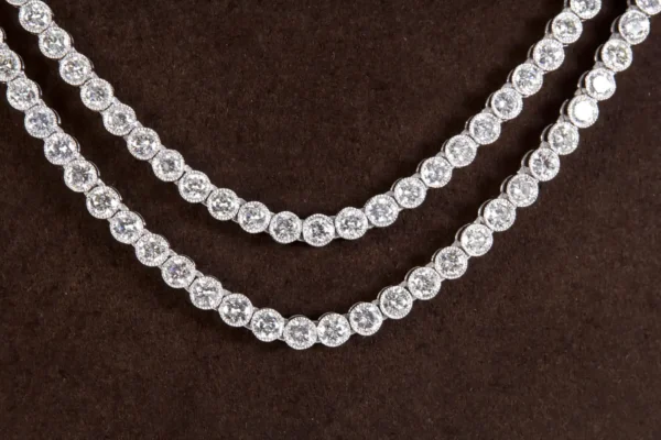 Two Row Diamond Platinum Tennis Necklace - Image 3
