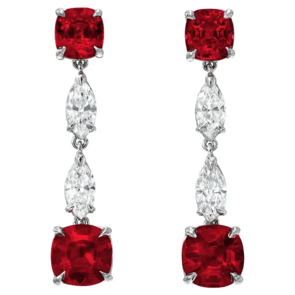 Unheated Ruby Earrings Cushion Cut 4.35 Carats GIA - Image 7