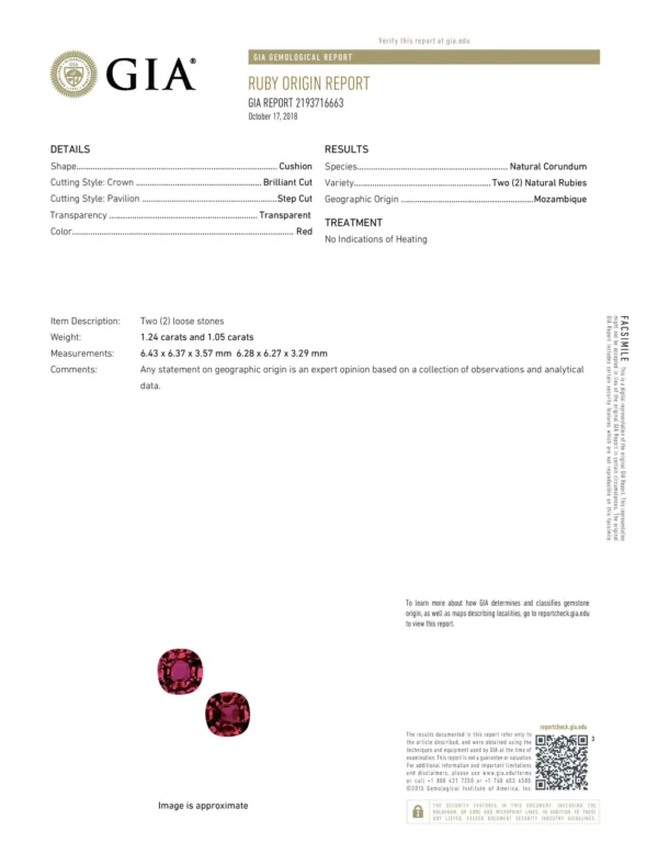 Unheated Ruby Earrings Cushion Cut 4.35 Carats GIA - Image 5