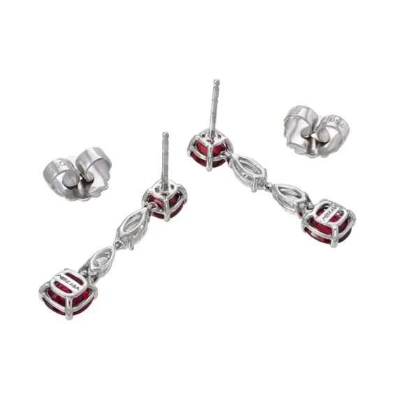 Unheated Ruby Earrings Cushion Cut 4.35 Carats GIA - Image 3
