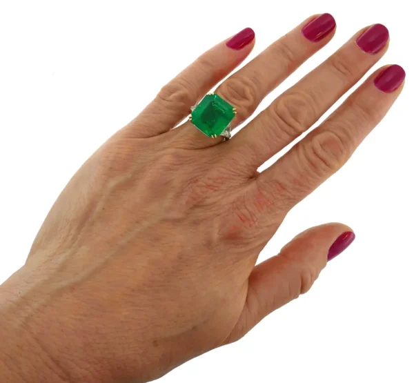 Vintage Harry Winston Emerald Diamond Platinum Ring 14.04 Carat Colombian AGL - Image 11