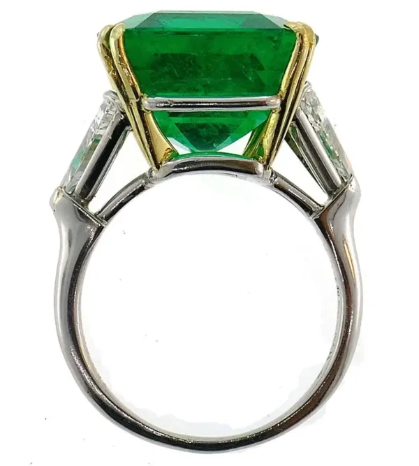 Vintage Harry Winston Emerald Diamond Platinum Ring 14.04 Carat Colombian AGL - Image 3