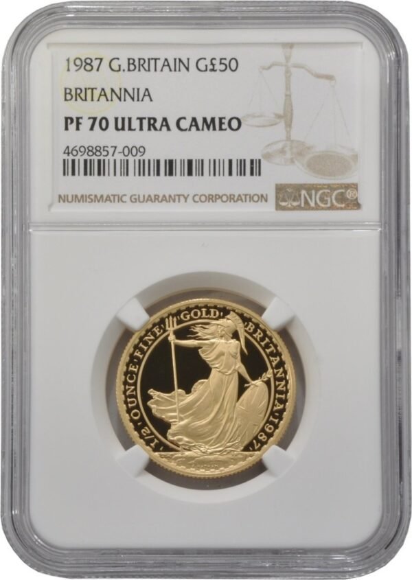 1987 1/2 oz Gold Britannia Proof Coin NGC PF70