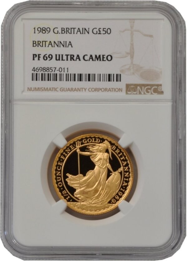 1989 1/2 oz Gold Britannia Proof Coin NGC PF69