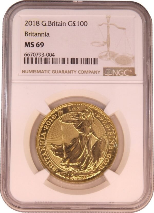 2018 1oz Gold Britannia Coin NGC MS69