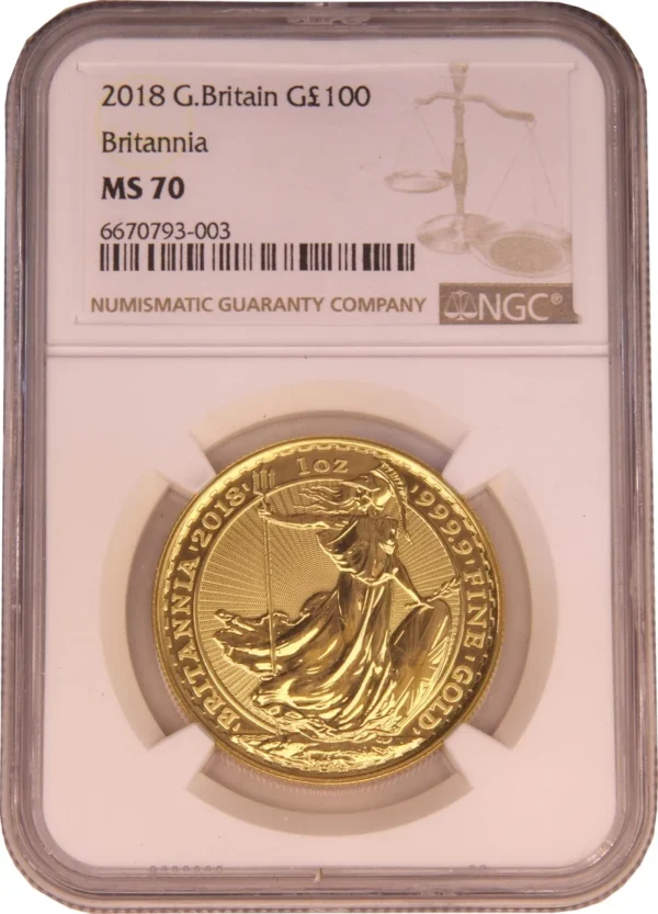 2018 1oz Gold Britannia Coin NGC MS70